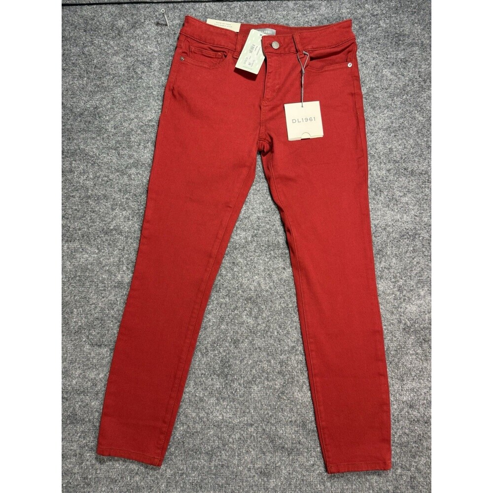NWT DL1961 Margaux Instasculpt Ankle Skinny Jeans 28 Mustang Mid Rise Red